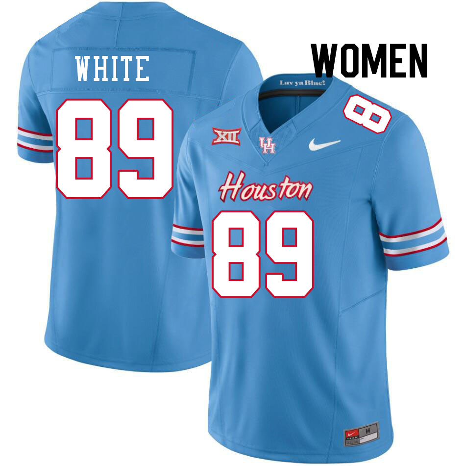 Women #89 Kolby White Houston Cougars College Football Jerseys Stitched-Oilers